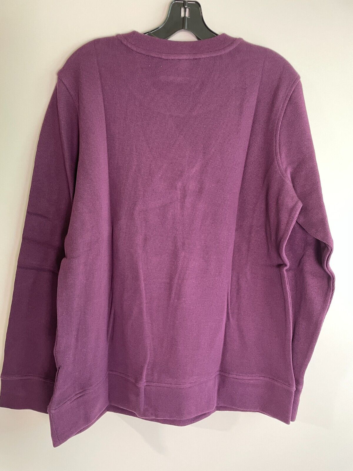 Duluth Trading Co Womens L Rib Crewneck Pullover Sweatshirt Purple 20929 ABG