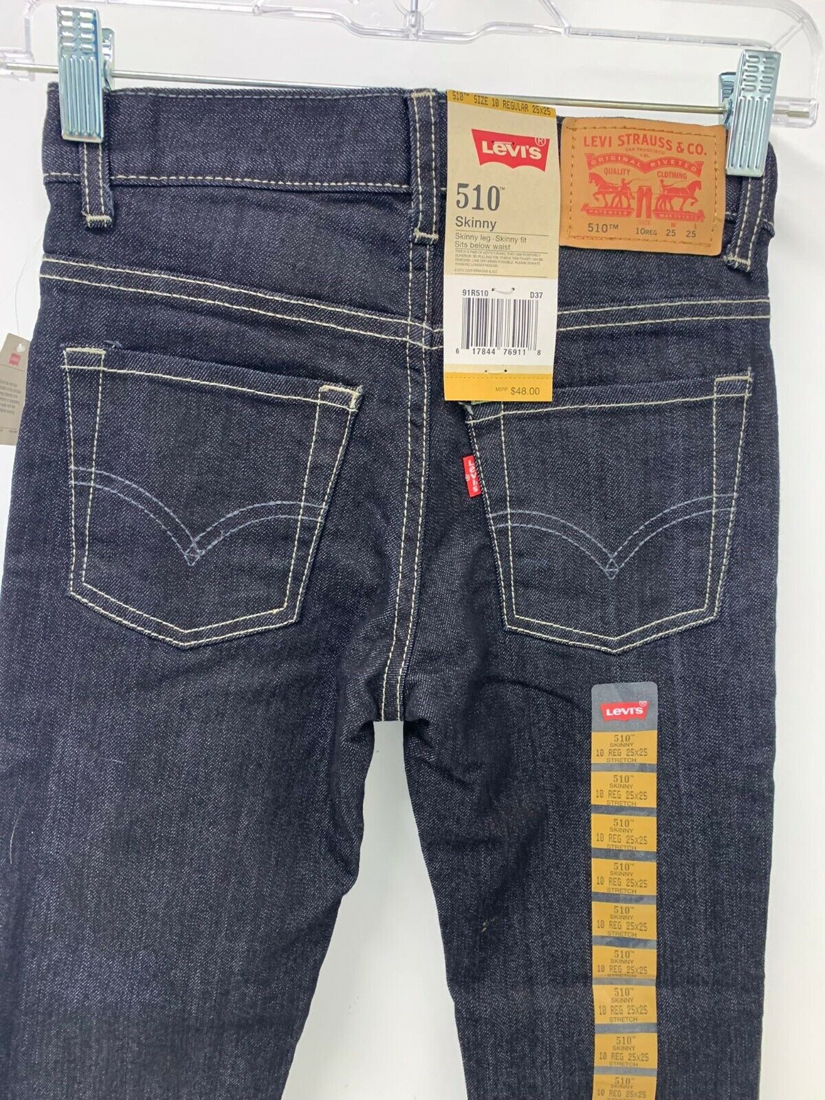 Levis 510 Big Kids Boys 10 25x25 Skinny Denim Jeans Sinister Rinse Dark Wash