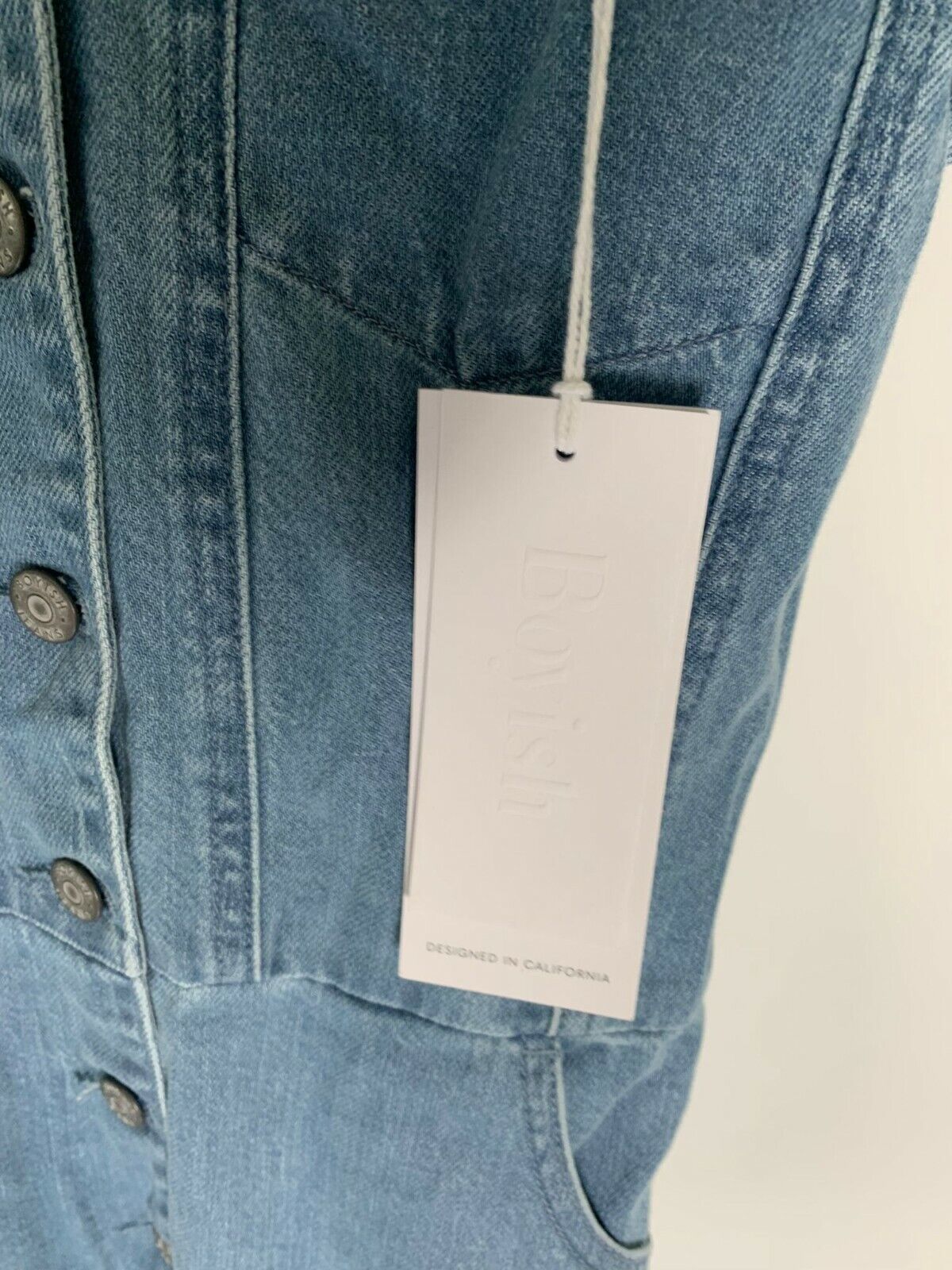 Boyish Jeans Anthropologie Womens M Light Wash Denim Westley Crop Jumpsuit
