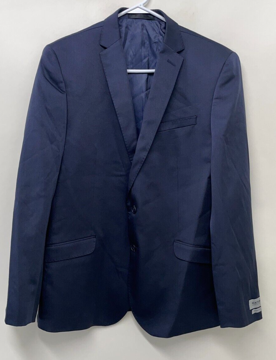 Kenneth Cole Reaction Mens 42R Skinny Fit Navy Suit Jacket WPL8709