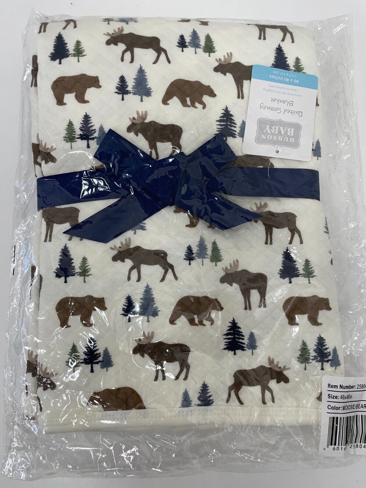 Hudson Baby Quilted Serenity Blanket Moose Bear 46x46