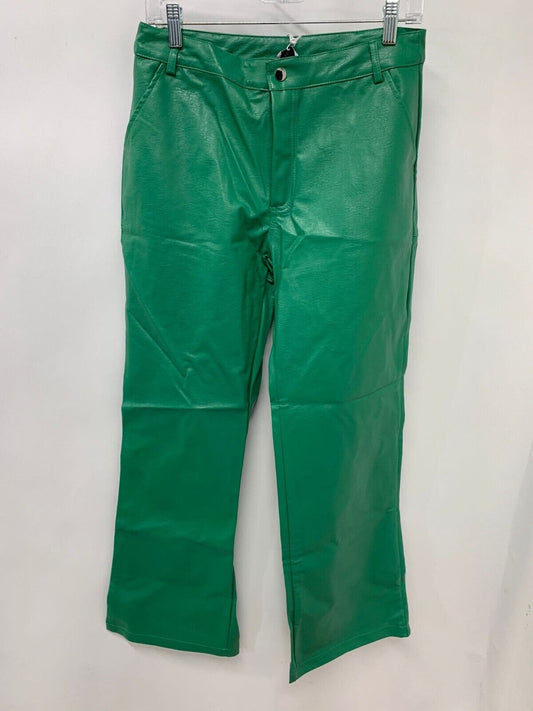 Princess Polly Womens 8 Green Ashlea PU Faux Vegan Leather Pants Flare Leg