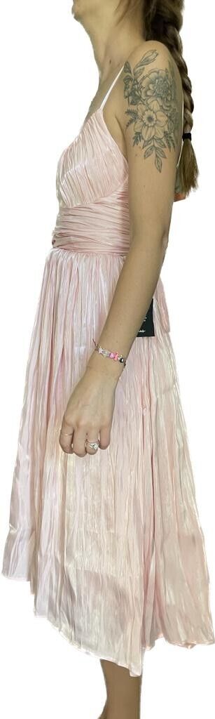 Lulus Womens S Irrestible Glow Pleated Satin Dress Shimmer Blush Pink Midi