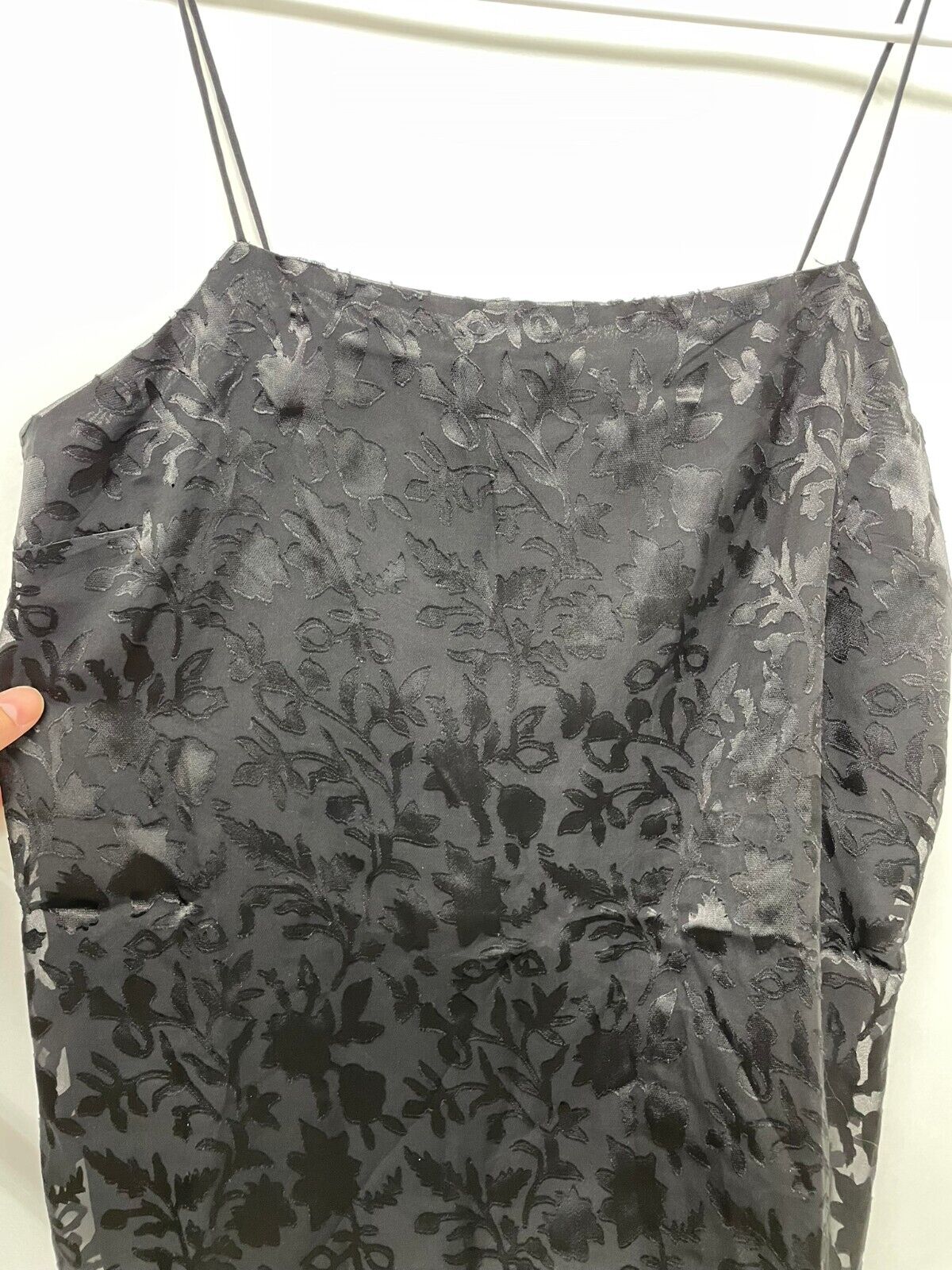 Club Monaco Womens M Black Burnout Cami Tank Top Sleeveless Blouse Silk Floral
