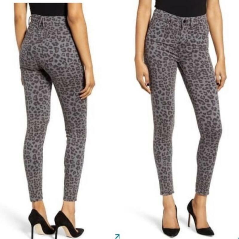 Good American Womens 0 25 Gray Leopard Good Legs Skinny Jeans Denim Pants