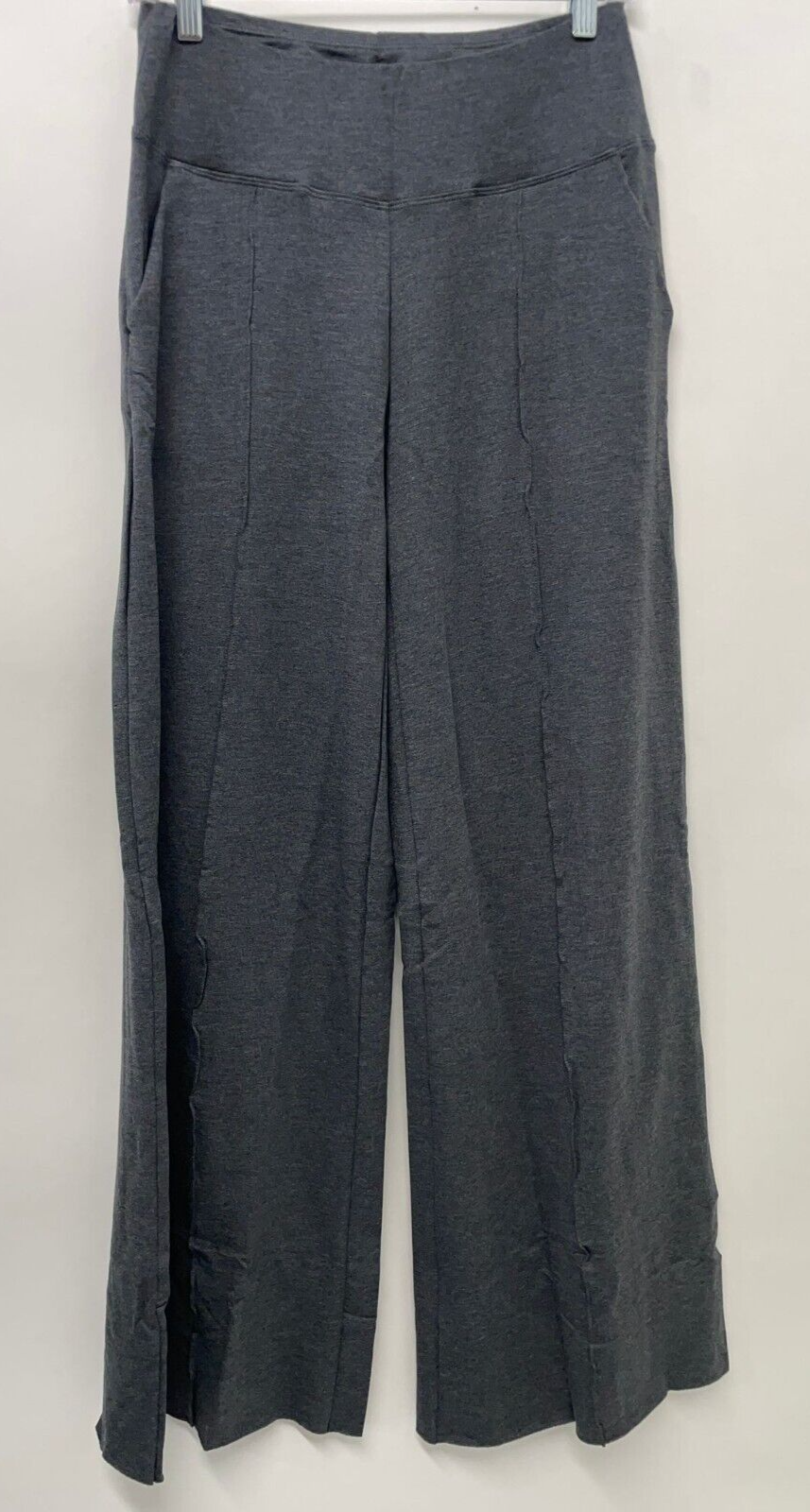 Kira Grace Womens S Pintuck Lounge Pants Charcoal Wide Leg French Terry