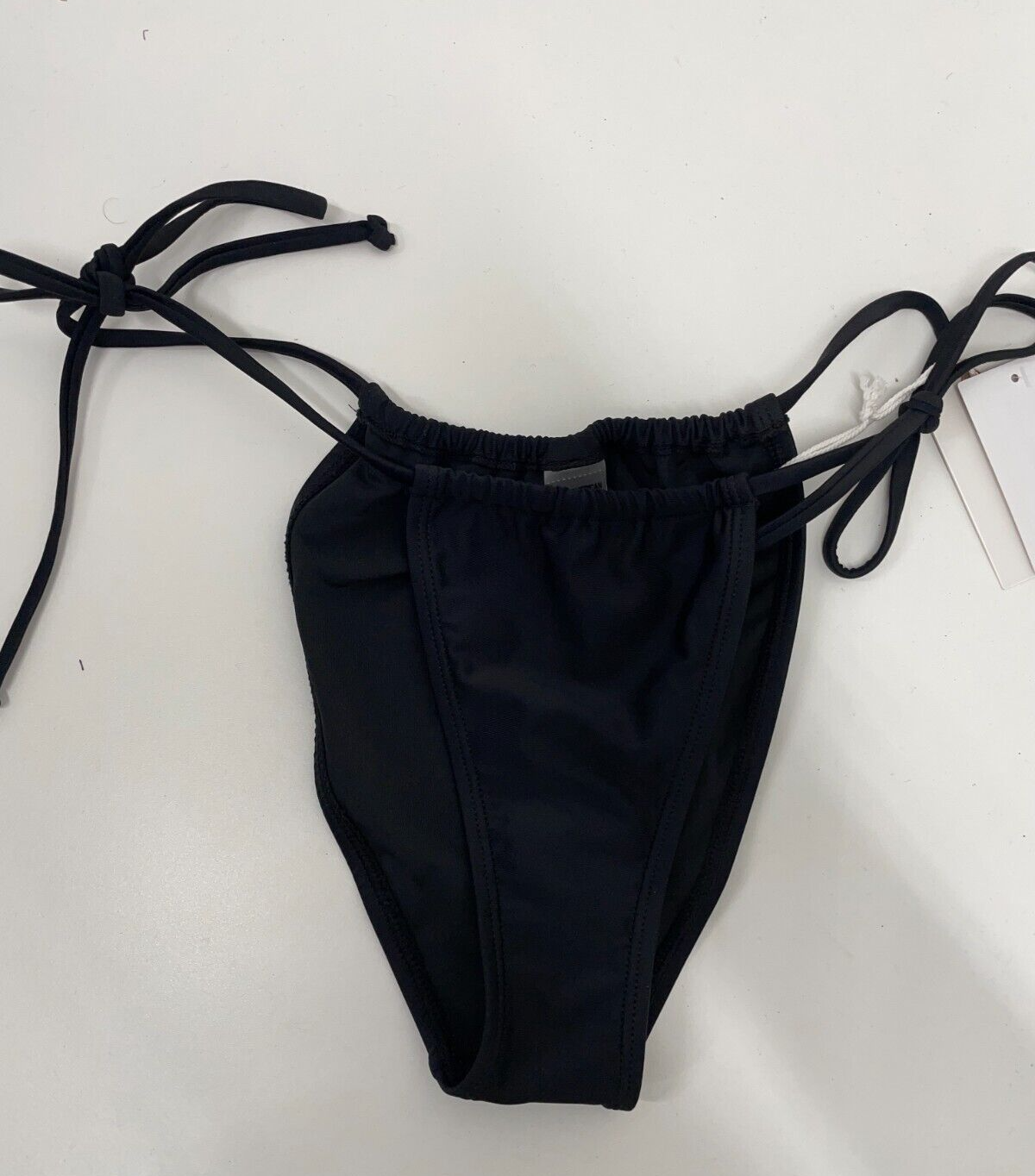 Good American Women's 0 / XS Tiny Ties Bikini Bottom Black GSW0765 Side Ties NWT