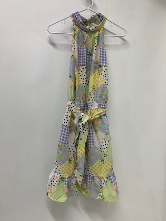 ASOS Design Womens 14 Splice Print Patchwork Floral Halter Neck Mini Dress Belt