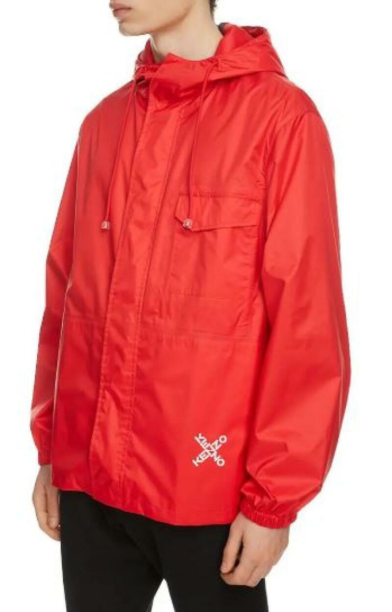 Kenzo Mens M Red Scooter Water Repellent Hooded Parka Raincoat Rain Jacket