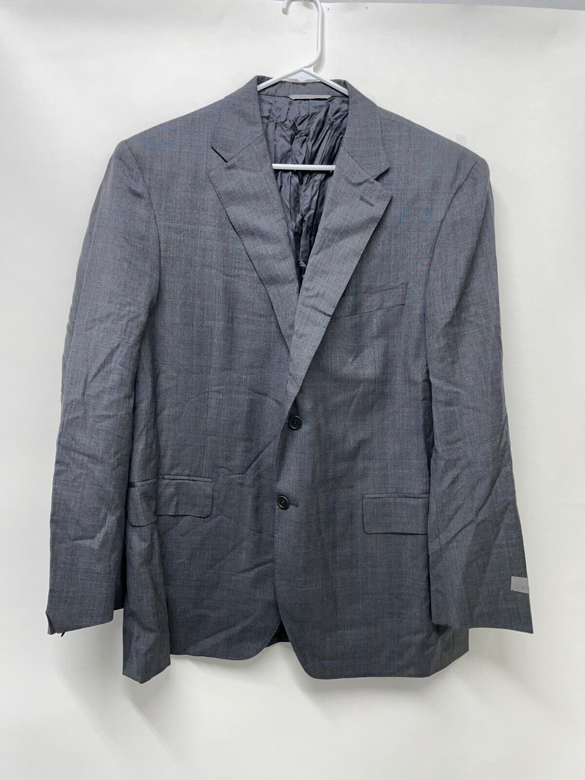 Canali Mens 48R Gray Windowpane Plaid Blue Suit Jacket Wool 58R Italy