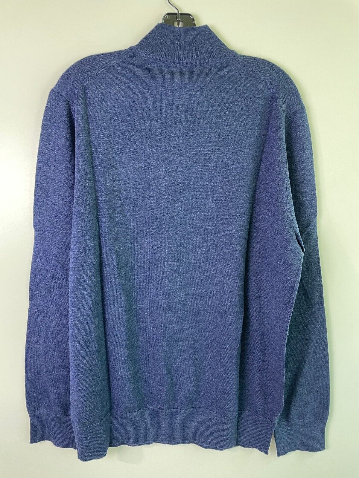 Charles Tyrwhitt Men L Pure Merino 1/4 Zip Neck Jumper Sweater Ink Blue Pullover