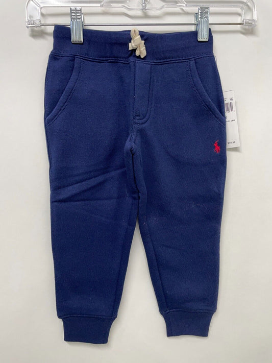 Polo Ralph Lauren Toddler 2/2T Fleece Jogger Pant Navy Red Pony Cotton-Blend NWT