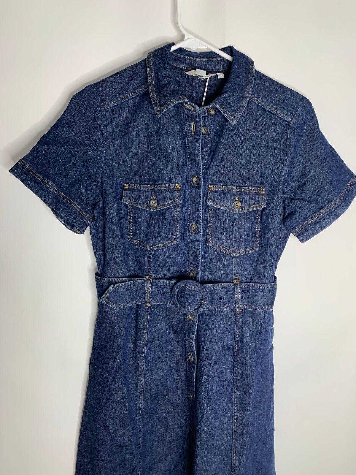 Boden Womens 6 Mid Vintage Denim Belted Midi Shirt Dress Blue Jean D0192