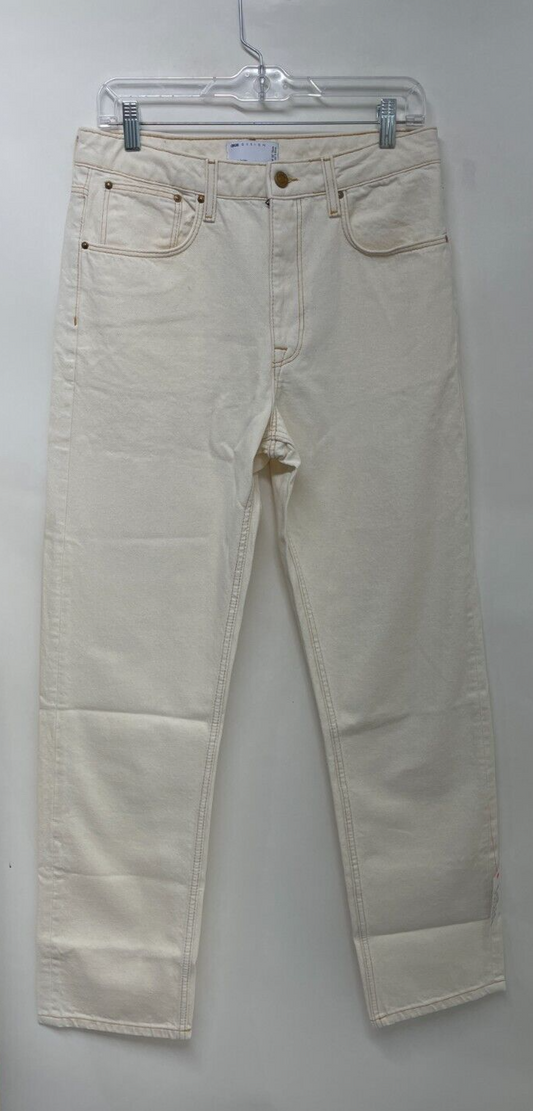 Asos Design Mens 30 Straight Leg Jeans Ecru Ivory Five Pockets Belted 126964640