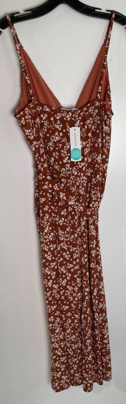 Kaileigh Womens L Rica Knit Crop Floral Faux Wrap Jumpsuit Romper Burnt Orange