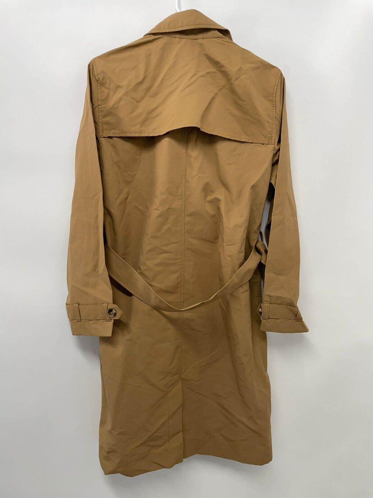 Old Navy Womens S Water Resistant Tie Belt Trench Coat Tan Acacia Long Jacket