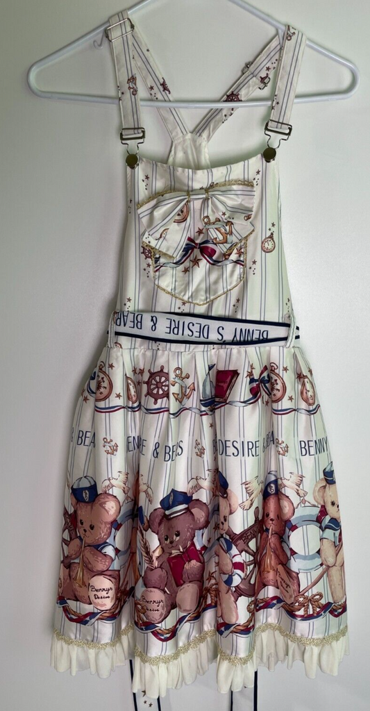 Benny's Desire & Bear Womens S Nautical Bear Salopette Overall Dress Lolita JSK