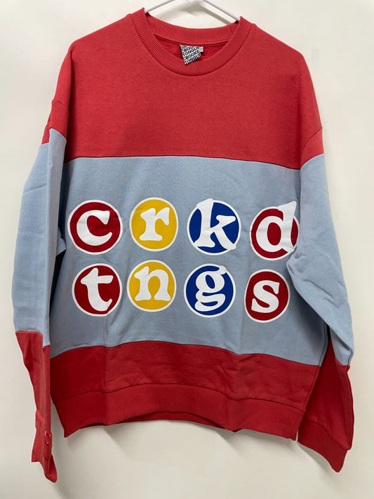 Crooked Tongues Men M Sweatshirt with Logo Detail Multi Red Colorblock 106378677