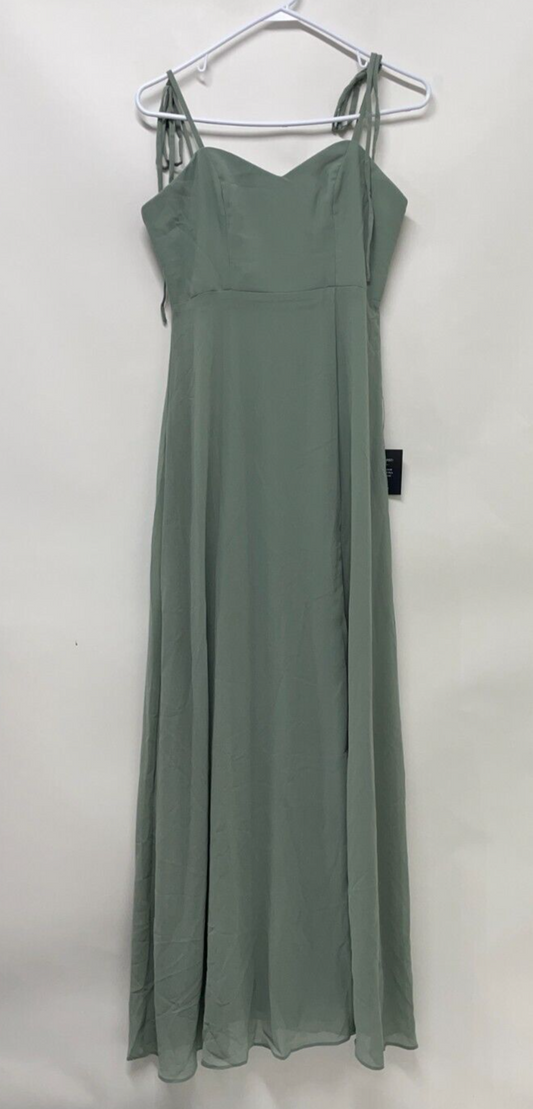 Lulus Women's XS Adoring Elegance Sleeveless V-Neck Maxi Dress Sage Brush NWT