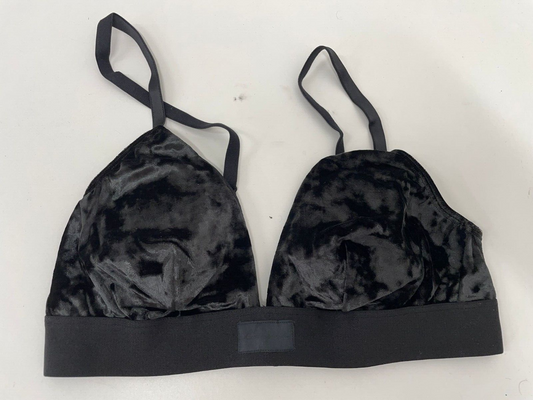 PINK Victoria's Secret Womens S Velvet Triangle Bralette Bra Pure Black