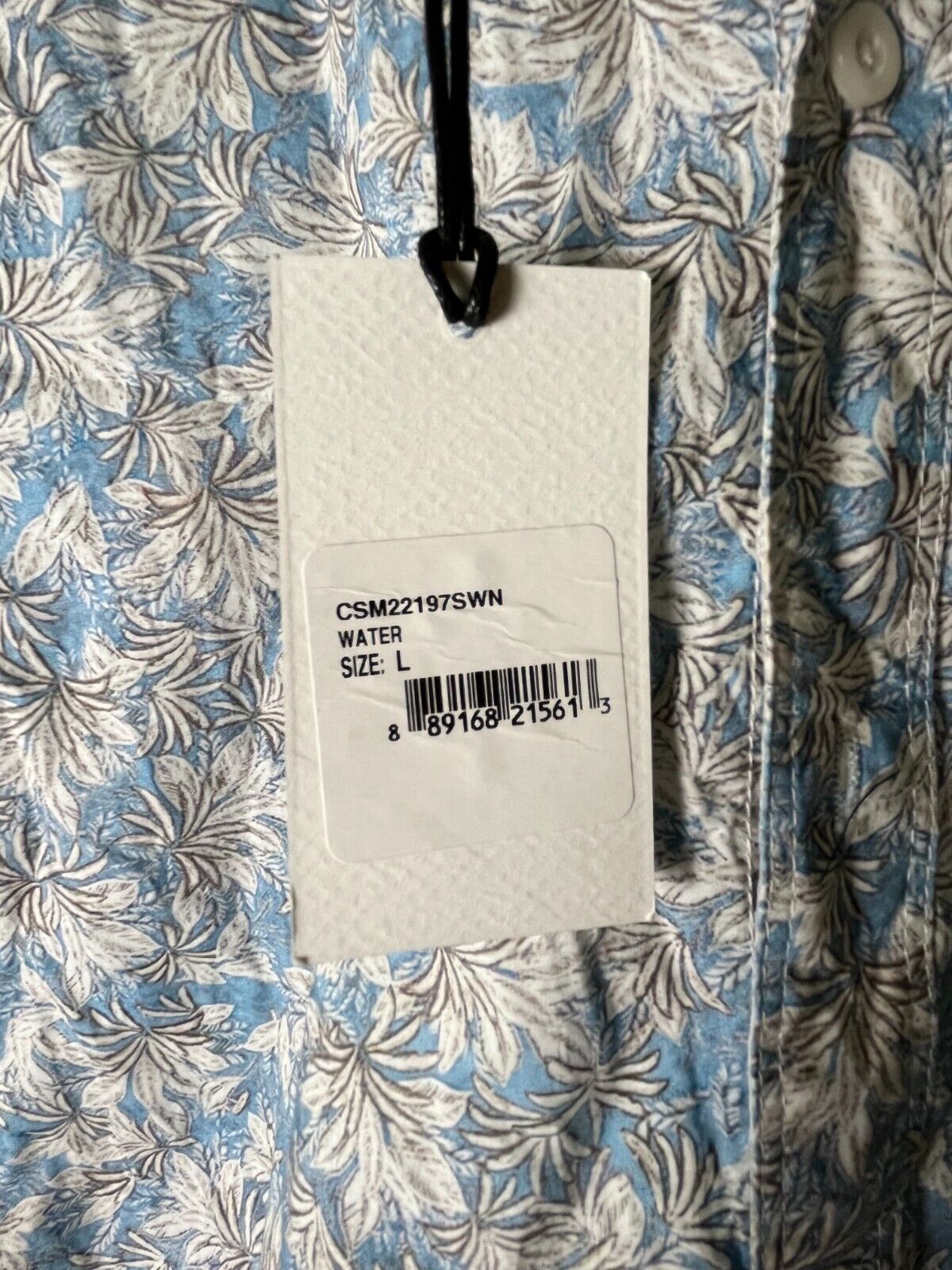 Coastaoro Men's L Short Sleeve Button Up Shirt Light Blue Hawaiian Floral Print