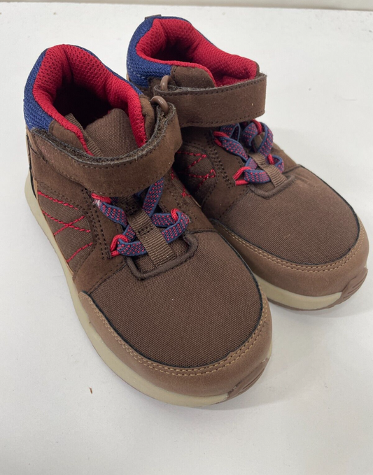 Munchkin by Stride Rite Boys 9M Maple Hiking Boots Brown Lace-Up Hook & Loop NEW
