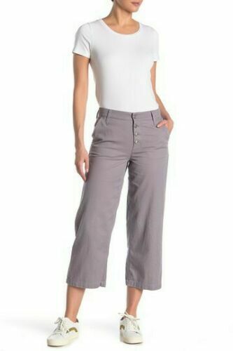 J Crew Womens Wide Leg Crop Button Fly Twill Pants Slate Purple