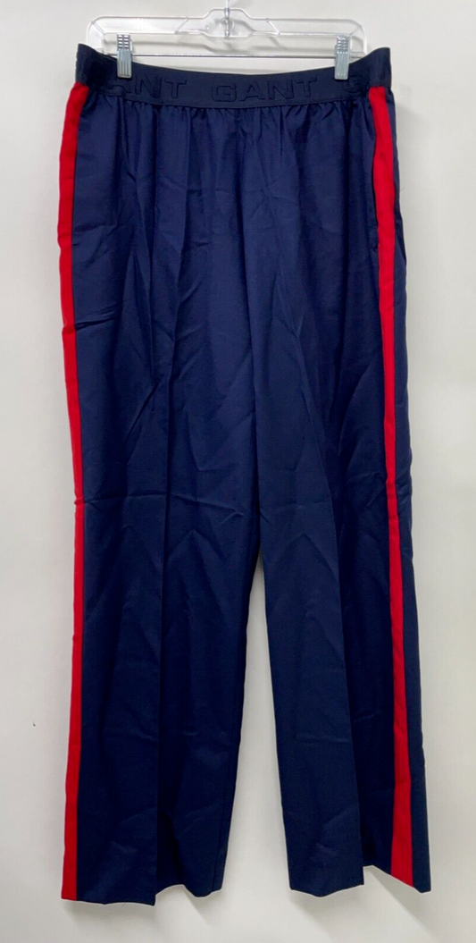 Gant Womens 40 Straight Leg Wool Mix Relaxed Pants Navy Blue High Rise 1994211