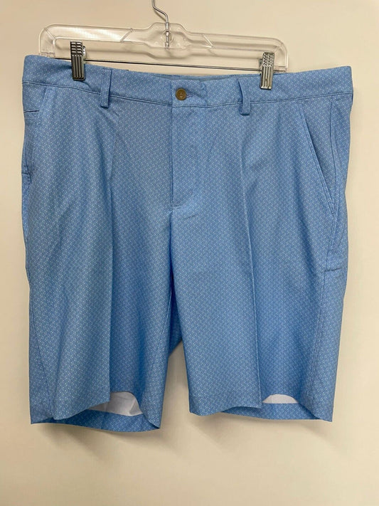 Greg Norman Men 36 Microlux Hybrid Golf Shorts Blue Flag Print Coastal Blue ML75