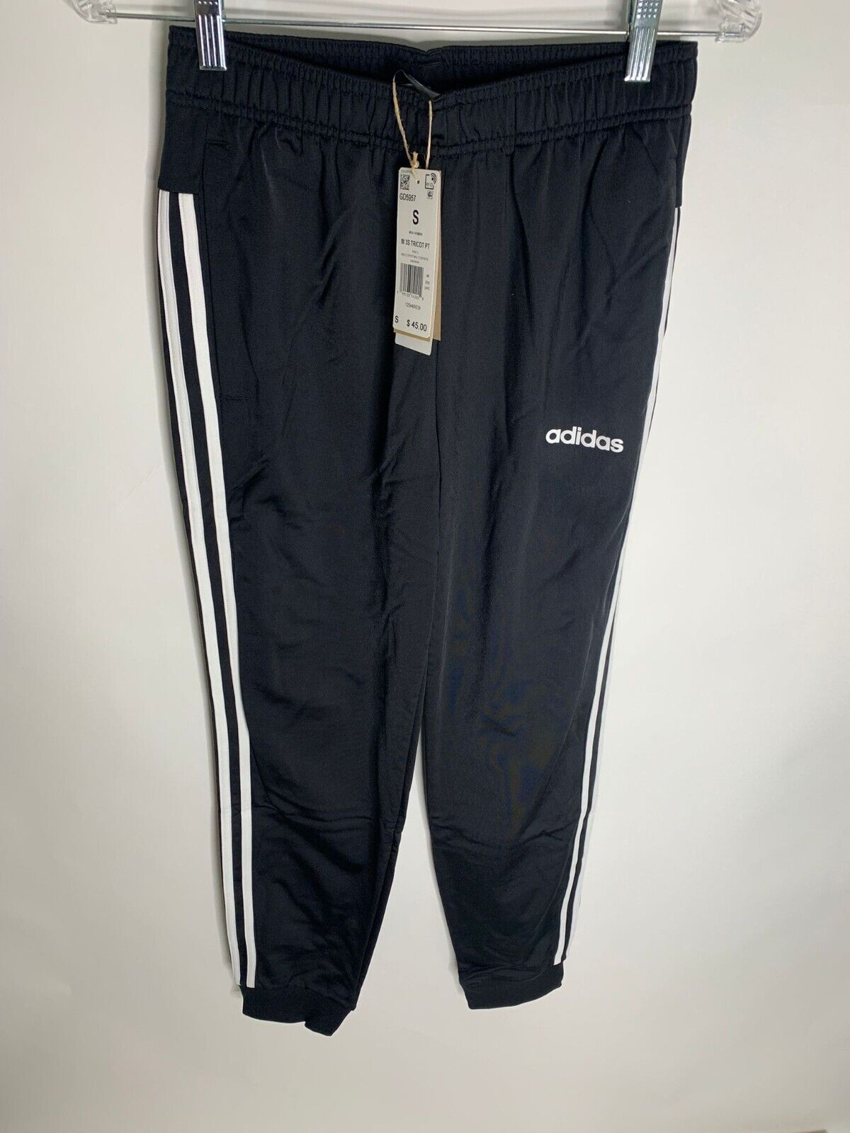 Adidas Mens M Black White Essentials 3-Stripes Pants Tricot Jogger GD5957