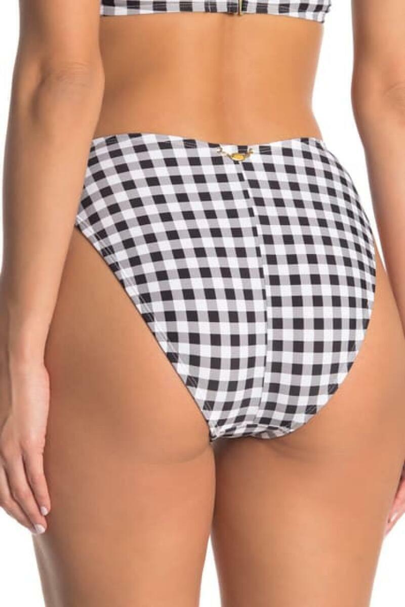 Betsey Johnson Womens M Black White Gingham Plaid Picnik Artist Bikini Bottom