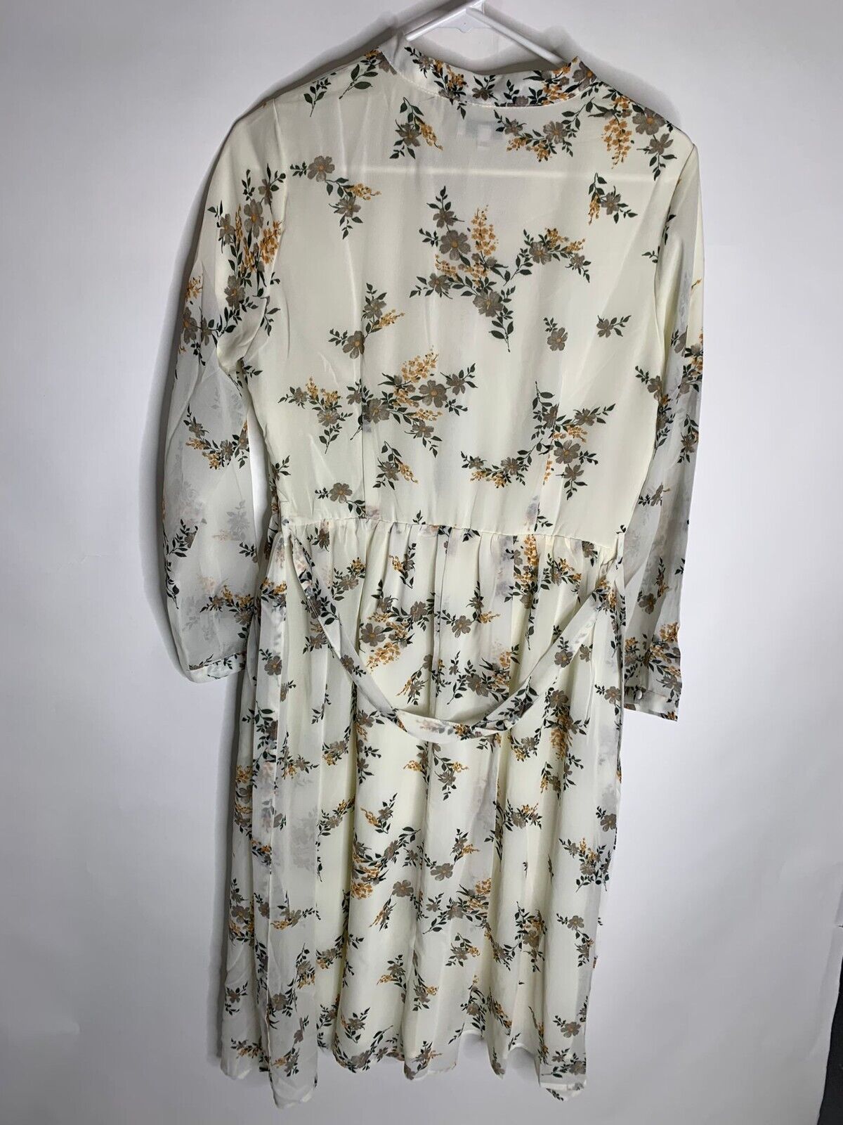 Sweet Salt Womens 10 Ivory Orange Floral Button Down Belted Midi Dress