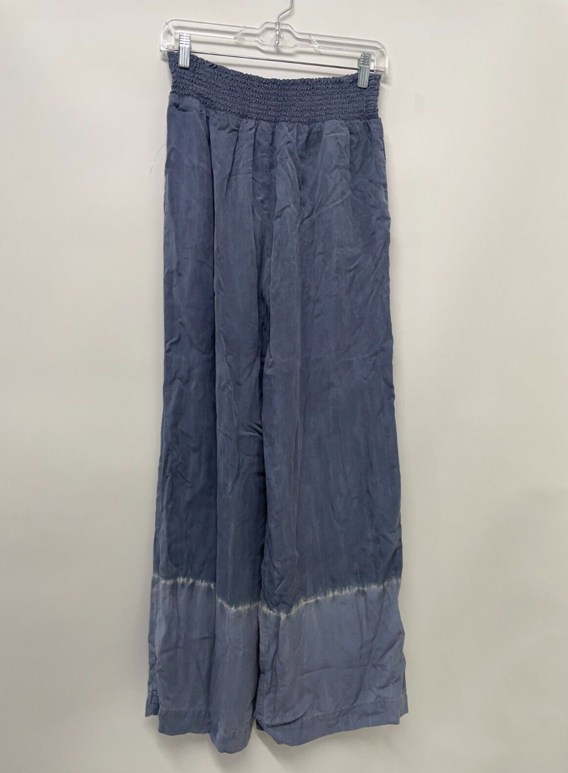 Bella Dahl Women's L Smocked Waist Printed Wide Leg Pants Indigo Stripe Tie Dye