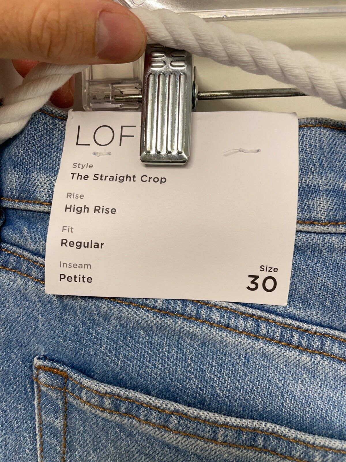 Loft Womens 30/10 Petite Tie Waist High Rise Straight Crop Jeans Light Wash