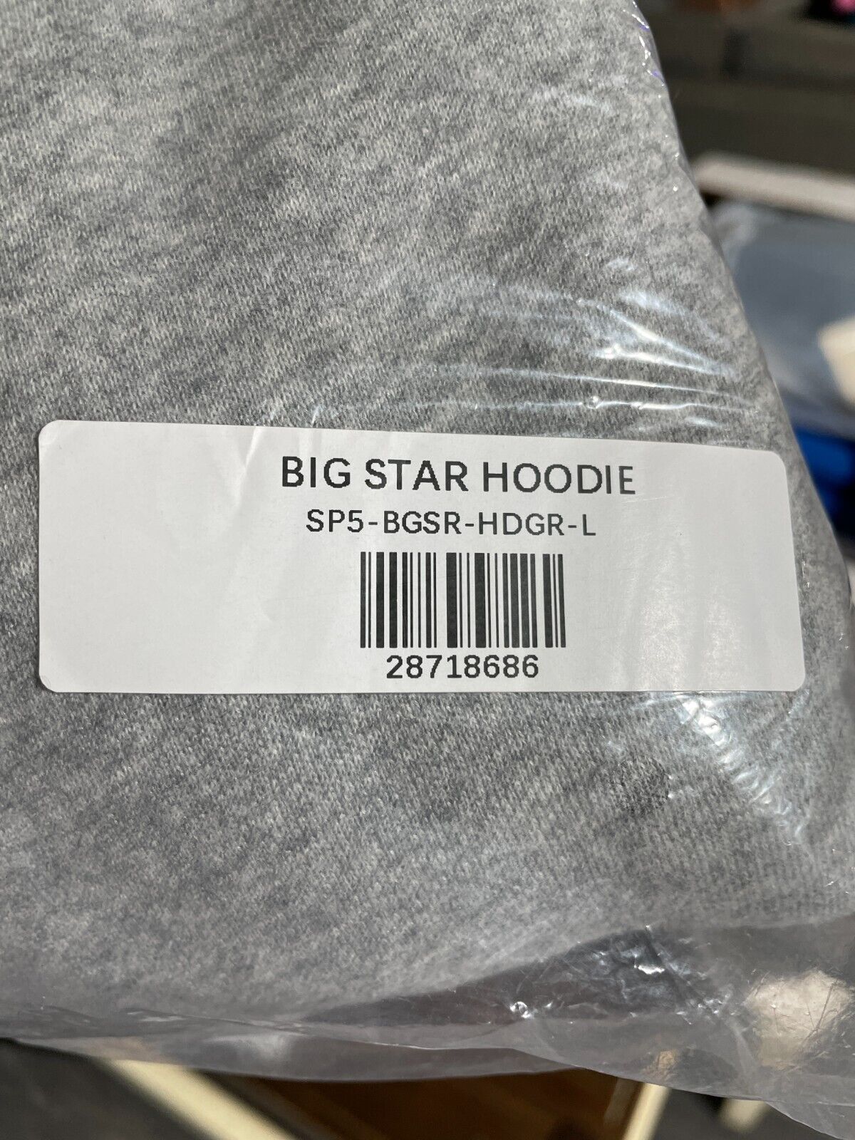 Sp5der Adult L Beluga Big Star Hoodie Heather Grey Pullover Streetwear Mens