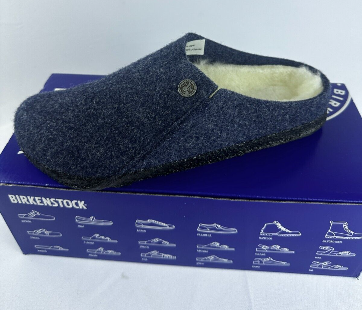 Birkenstock Men's 38 Zermatt Rivet Wool Felt Slip On Sandal Dark Blue 1017539