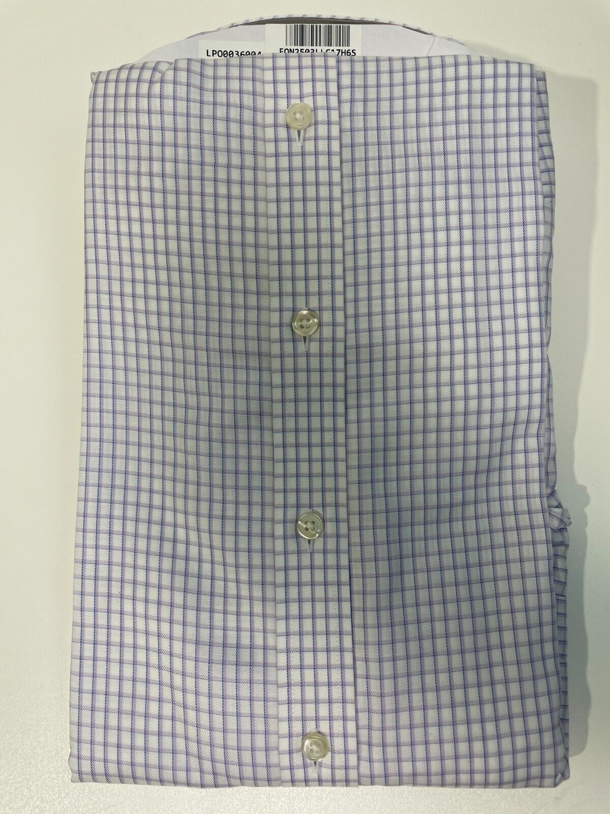 Charles Tyrwhitt Mens 17.5/36 Two Color Check Dress Shirt Lilac Classic Fit