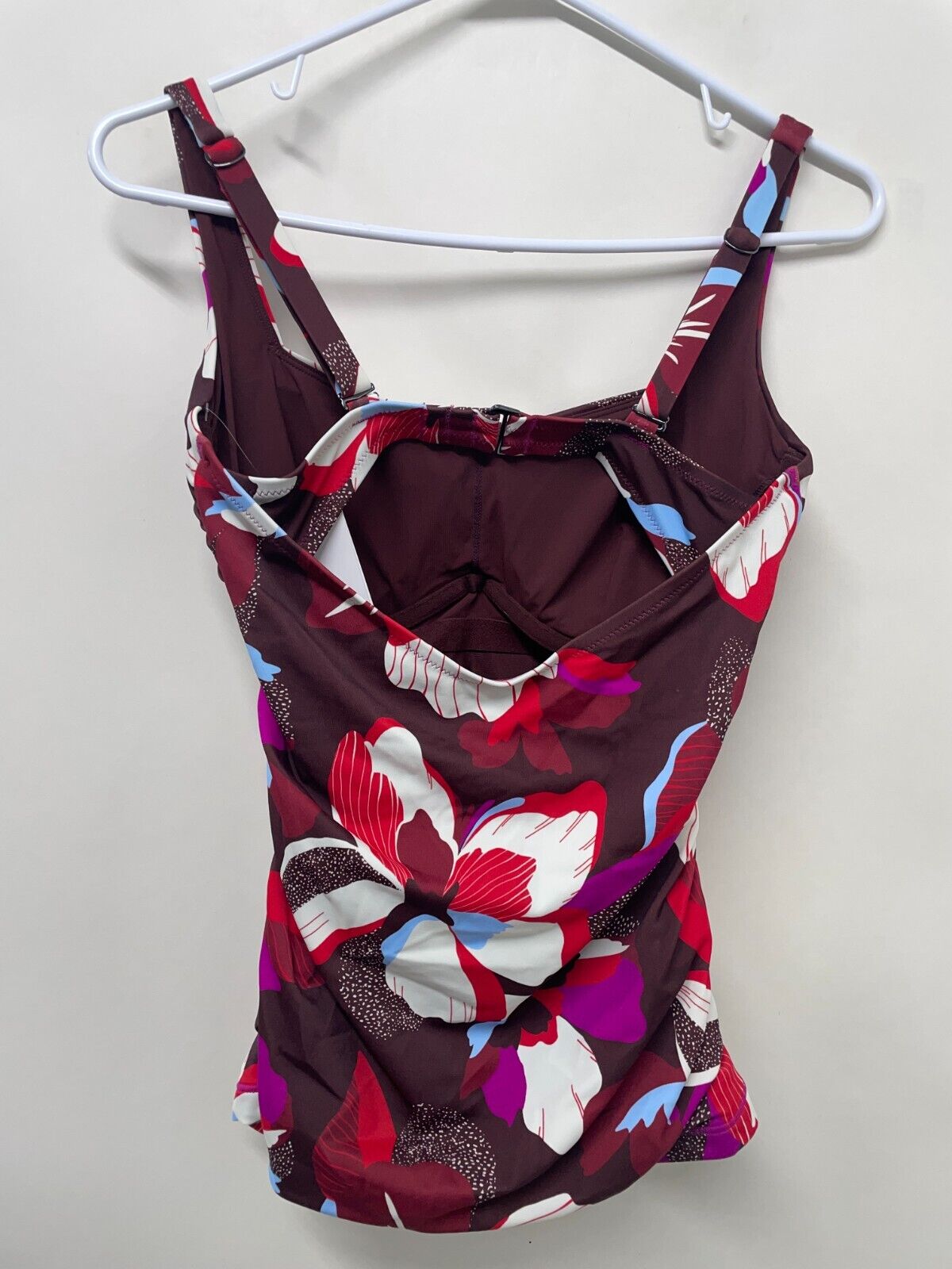 Athleta Women's 34D/DD Square Neck Bra Cup Tankini Hero Bloom Brown 657740 NWT