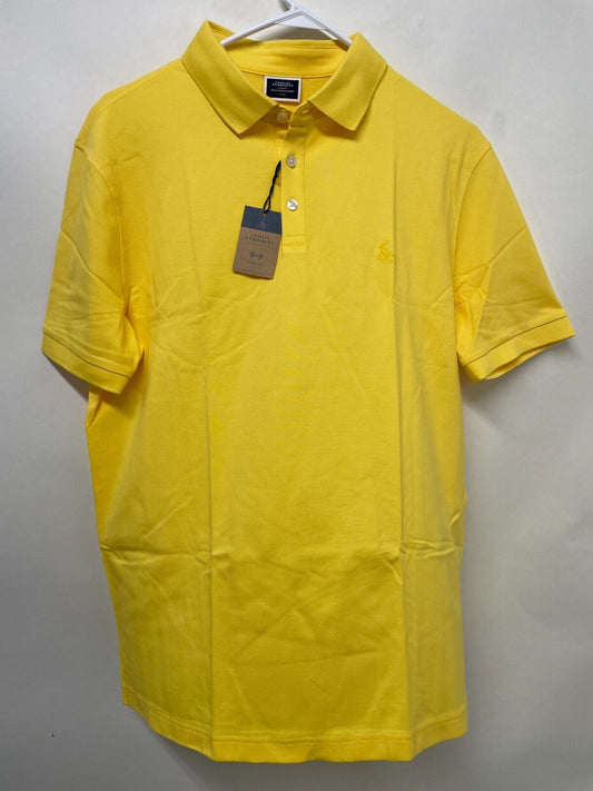 Charles Tyrwhitt Mens L Pique Polo Shirt Lemon Yellow Short Sleeve JEP0384LMNL