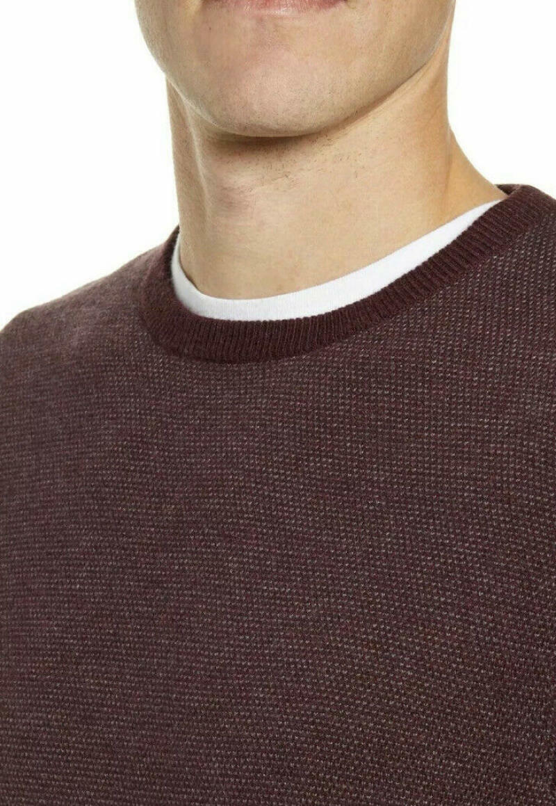 Nordstrom Mens Shop XL Burgundy Birdseye Crewneck Sweater Pullover Wool Blend