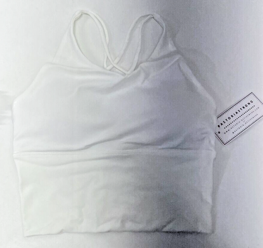 Astoria Activewear Womens S Strappy Sports Bra White Longline Seamless Sculpt