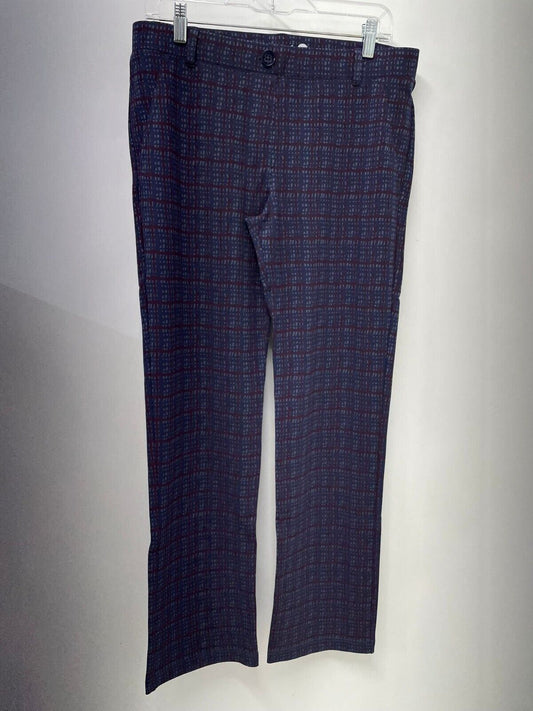 Betabrand Womens PL Two-Pocket Straight-Leg Dress Yoga Pants Violet Plaid Navy