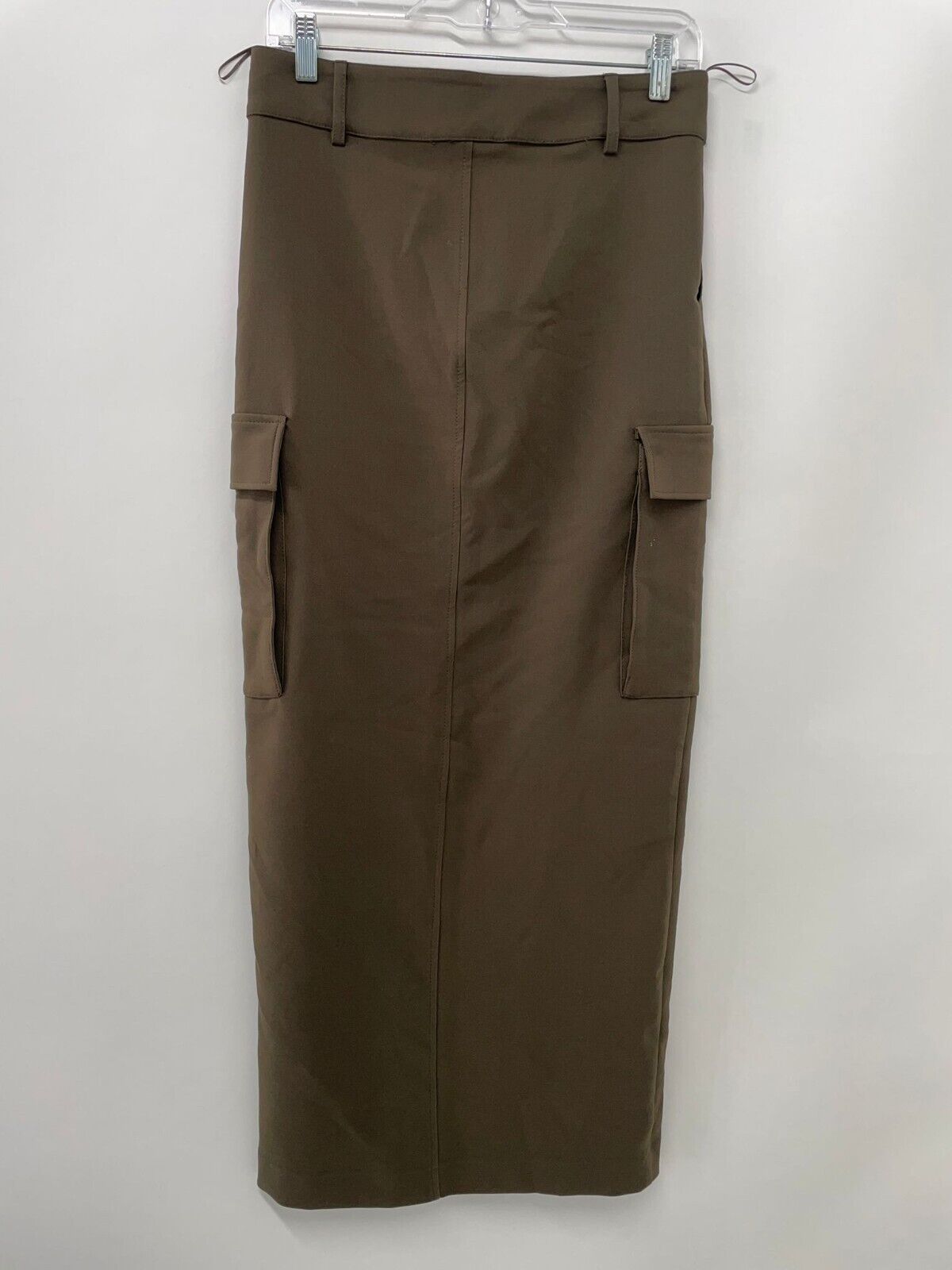 Zara Womens XS 9055/707/505 Long Cargo Skirt Pencil Maxi High Slit Brown