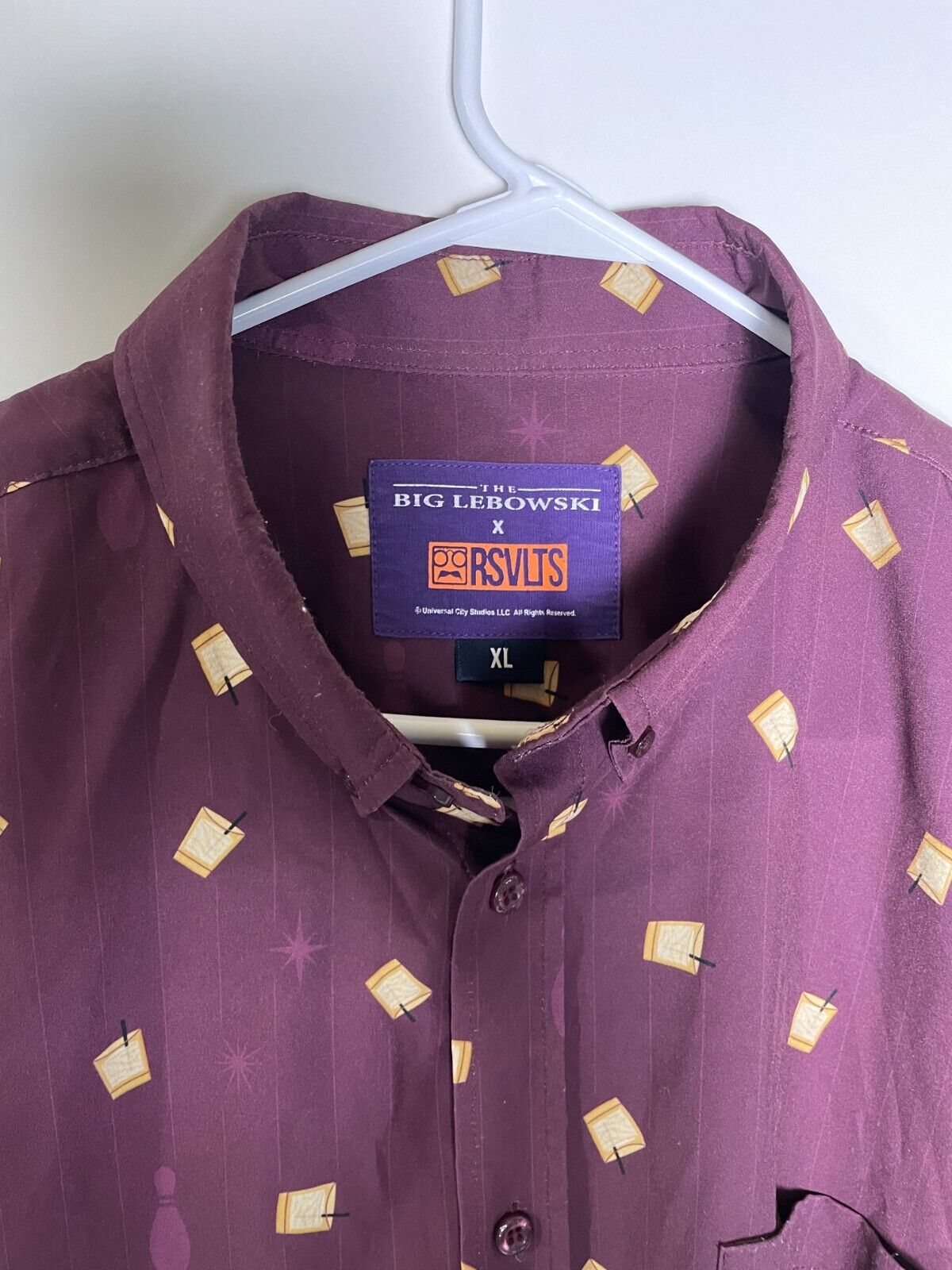 RSVLTS x The Big Lebowski Men XL KUNUFLEX Button Up Shirt Theres a Beverage Here