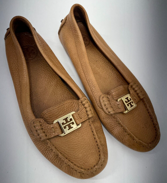 Tory Burch Womens 9M Kendrick Brown Leather Driving Moccasin Loafers Shoes