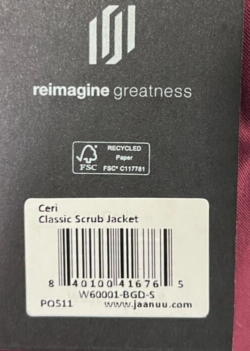 JAANUU Women's S Ceri Essential 6-Pocket Full Zip Scrub Jacket Burgundy W60001