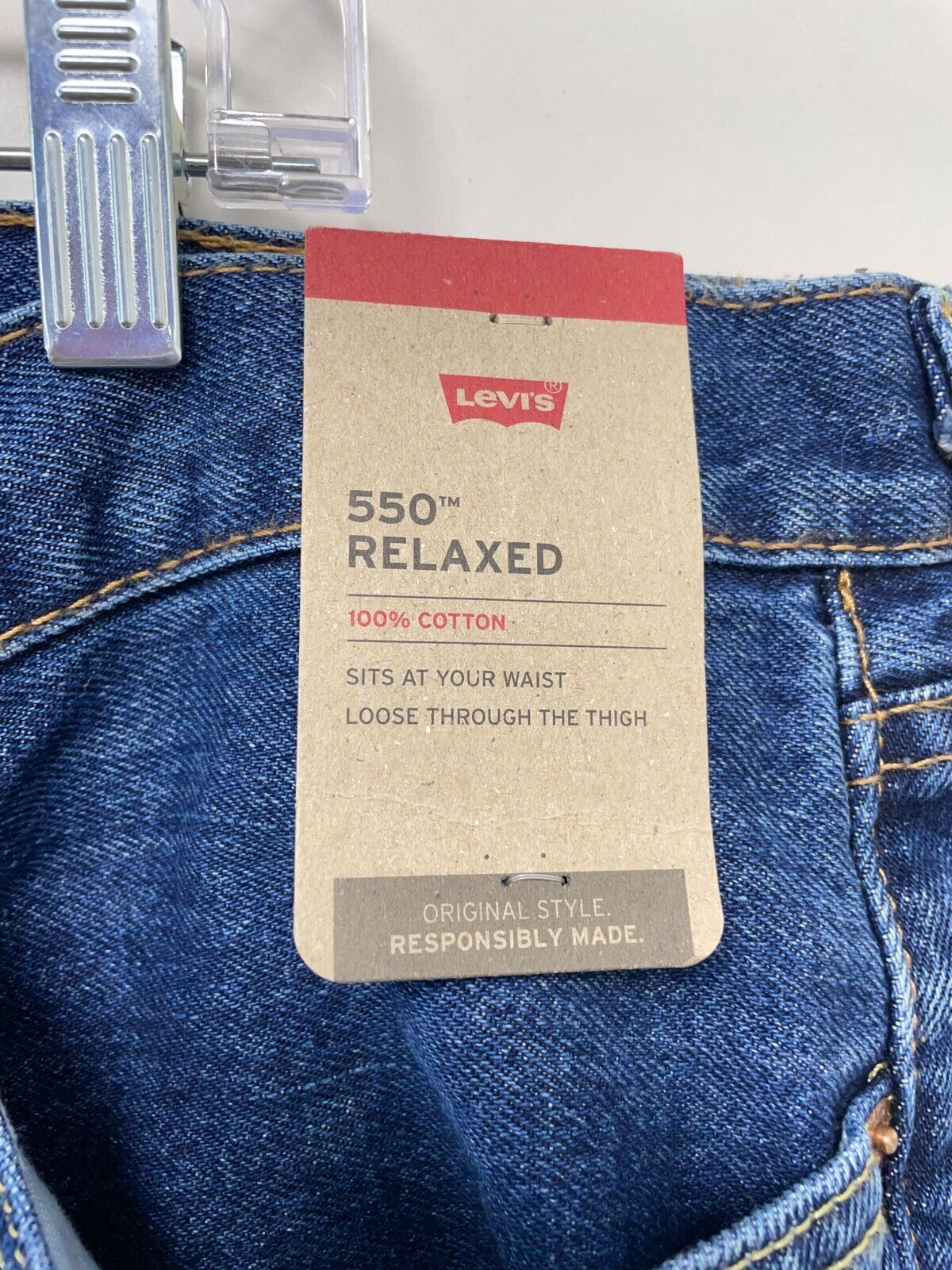 Levi's 550 Mens 42x30 Relaxed Fit Jeans Dark Stonewash Tapered Leg Denim