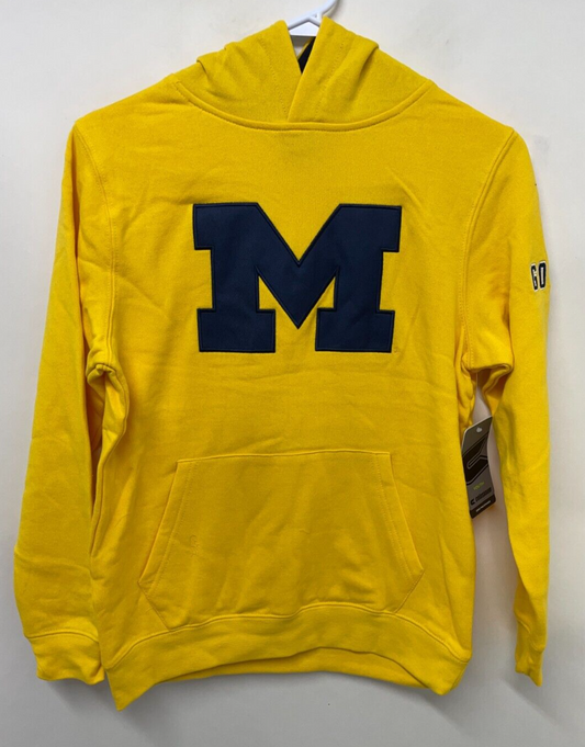 Michigan Wolverines Colosseum Youth M (12-14) Big Logo Pullover Hoodie Yellow