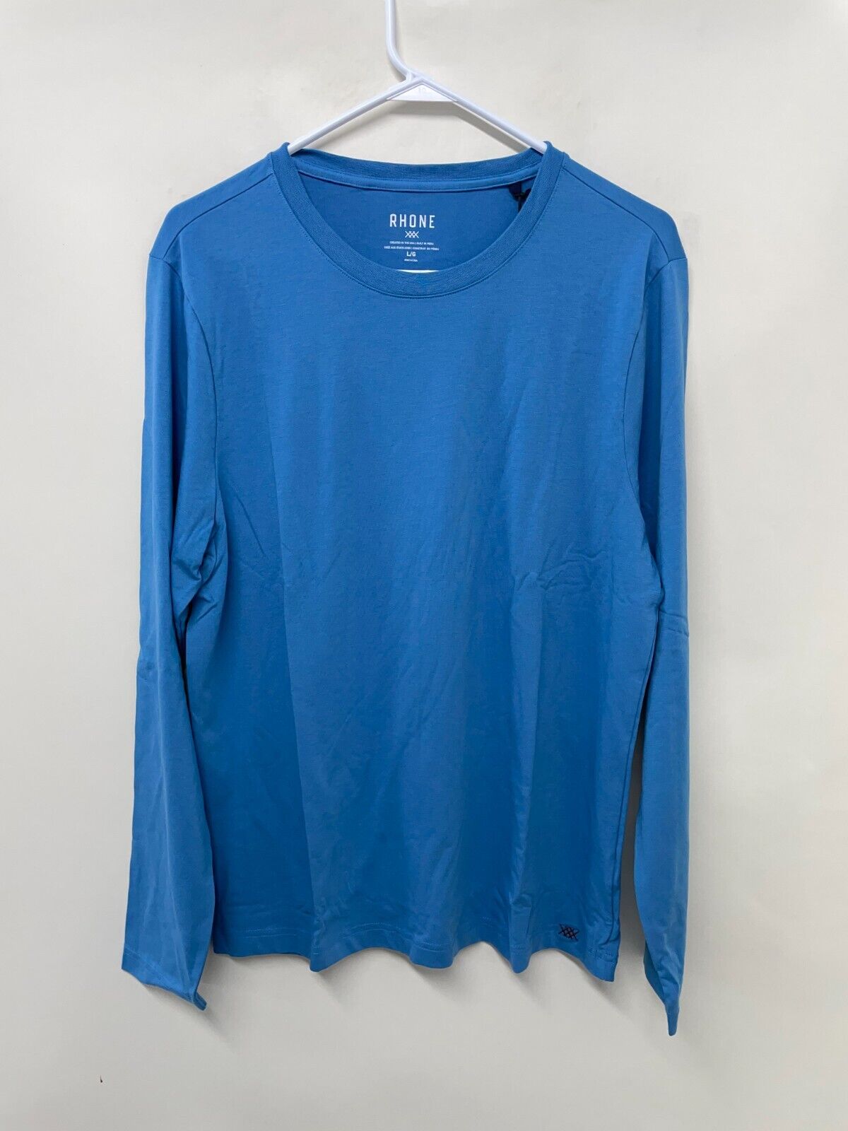 Rhone Mens L Element Long Sleeve Tee T Shirt Blue Crew Neck Lightweight Comfort