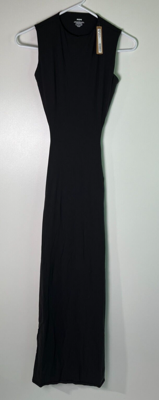 SKIMS Women's M Fits Everybody Cut Out Open Back Long Maxi Dress Onyx Black